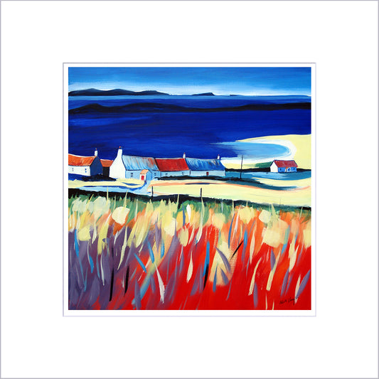 Summer Cottages Tiree - Signed Limited Edition Mounted Print