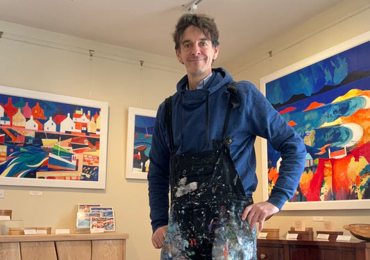 Nick Vaughan Artist at his Summer Shores Exhibition
